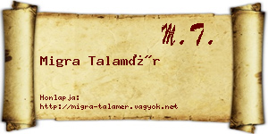 Migra Talamér névjegykártya
